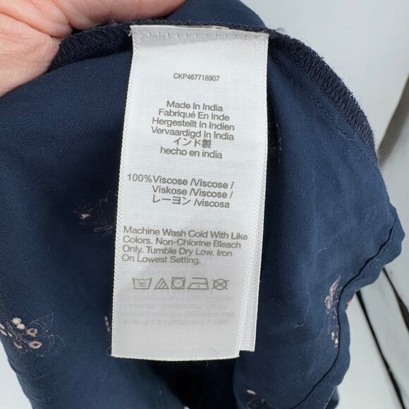 Madewell Plus Challis Floral Midi Dress Navy Boho Long Sleeve Tiered Flowy 2X - Picture 12 of 13